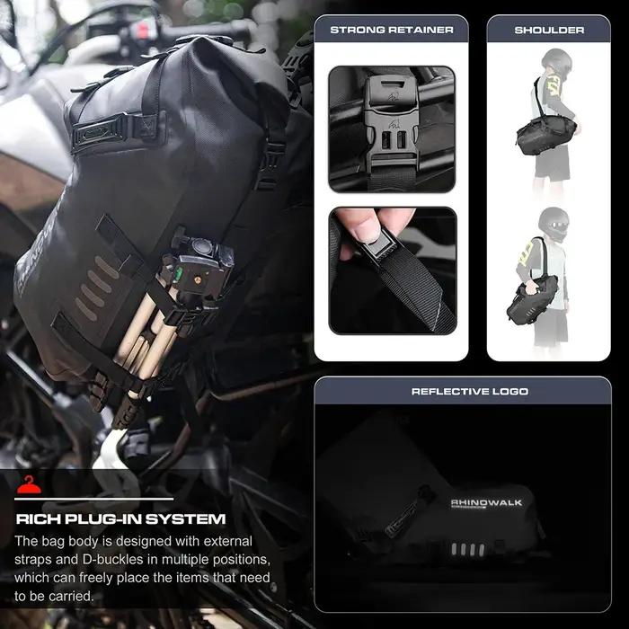 Sac de selle moto étanche Rhinowalk 18L compartiment bagage latéral 9L 9L pour Honda Suzuki Yamaha KTM voyage motard