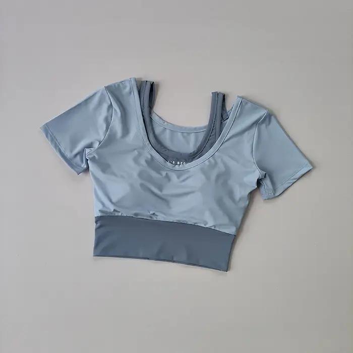 Haut de sport deux pièces pour femmes - Soutien-gorge intégré et respirant été