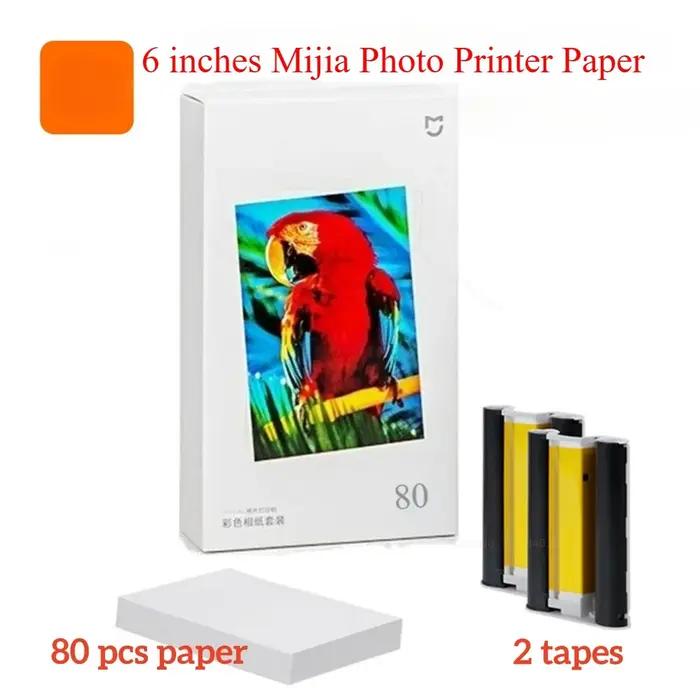 Imprimante photo MIjia dédiée, 6 pouces, 80 feuilles de papier photo autocollant, ruban adhésif colo