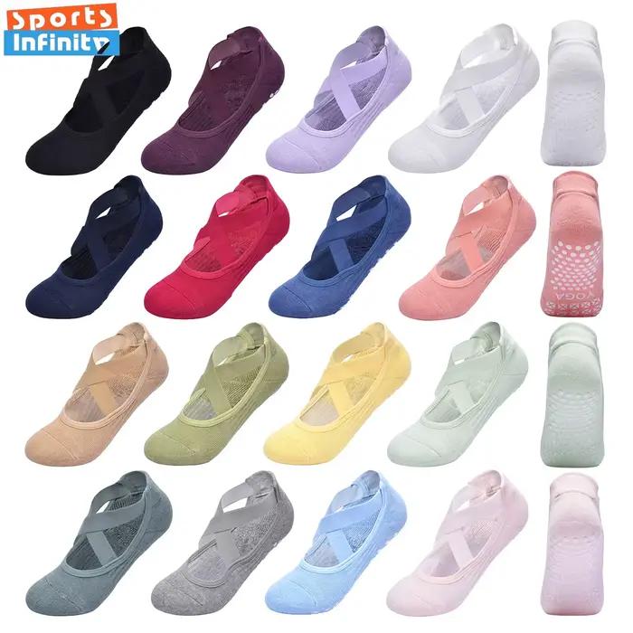 Chaussettes de Yoga femmes bas bretelles croisées anti-dérapant professionnel Pilates Fitness