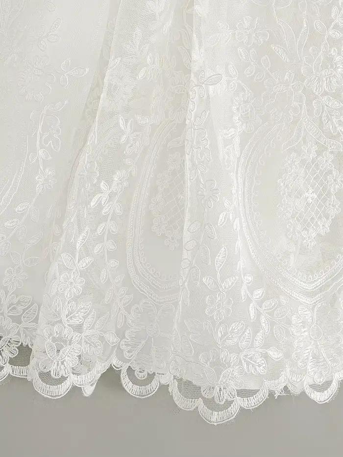 Robe de baptême blanche pour bébé fille, robe brodée haut de gamme, jupe longue en gaze, robe de cér
