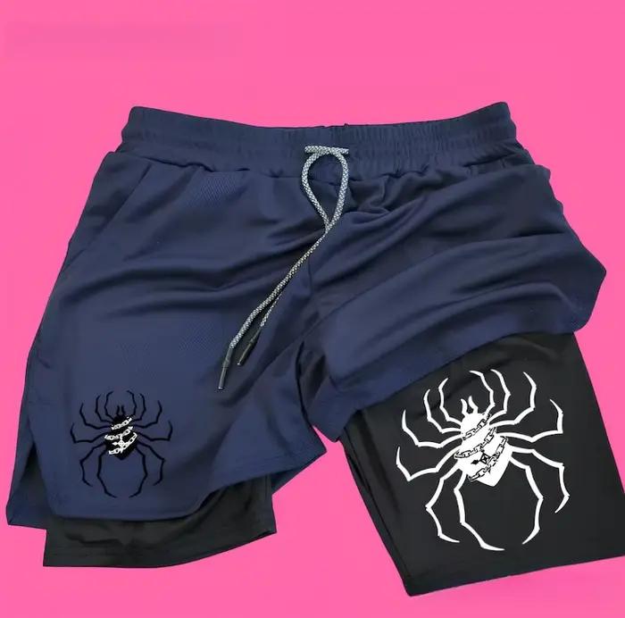 Short de sport décontracté 2 en 1 pour hommes et femmes, short d'anime Spider Gym HxH, short de Fitn