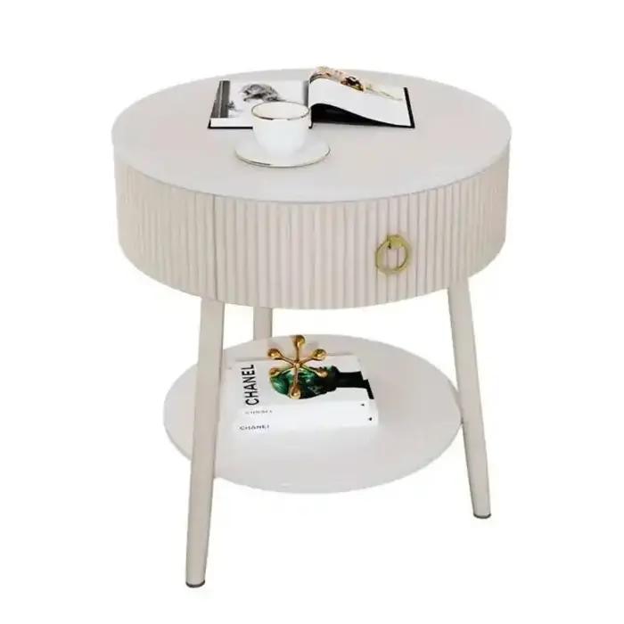 Mesa ronde blanche Tables De chevet moderne Unique esthétique commode Table d'appoint De lit nordiqu