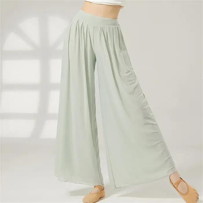 Pantalon de danse moderne maille jambes larges - Vêtement danse classique taille haute femme