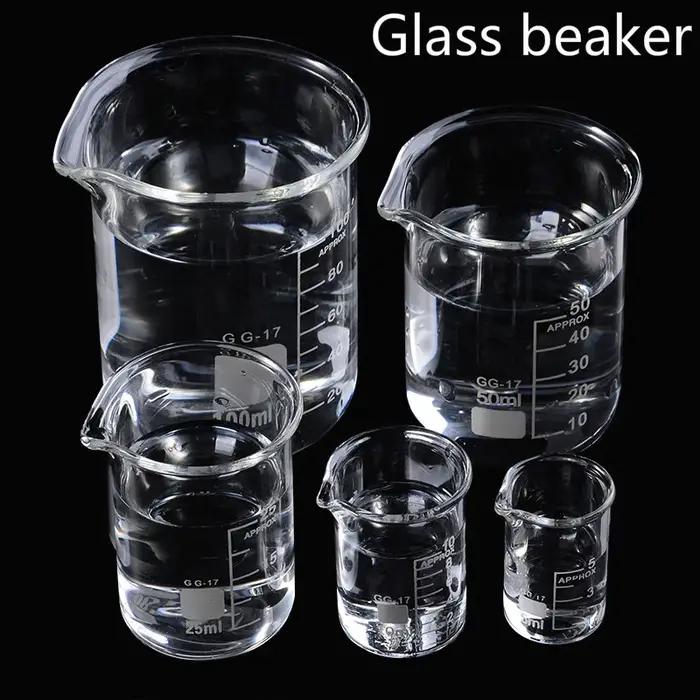 5 pièces/ensemble 5/10/25/50/100ml bécher en verre laboratoire tasse à mesurer verrerie pour école é