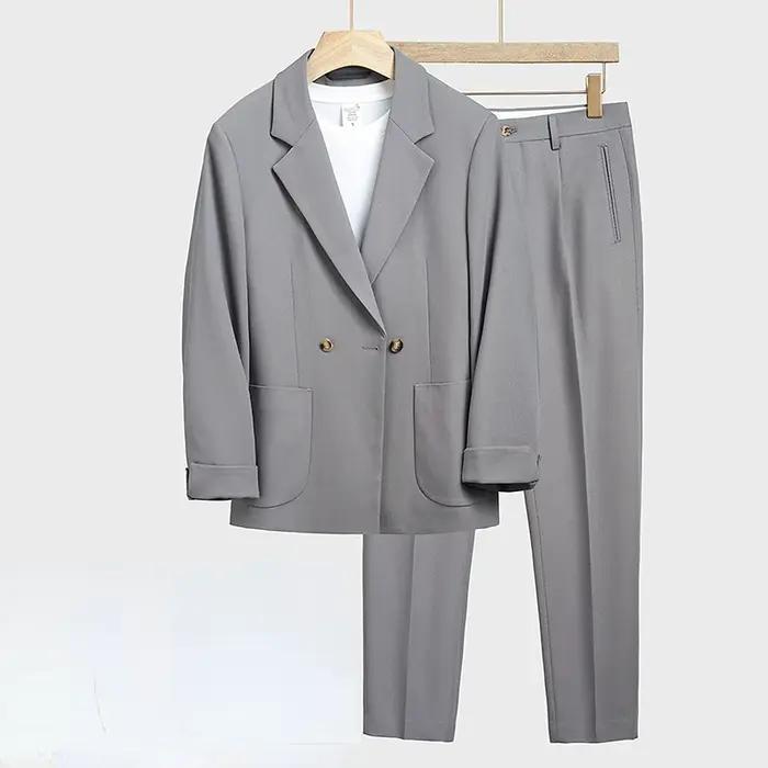"ensemble de costume de Style coréen pour hommes, coupe ample, Blazer et pantalon décontractés, coup
