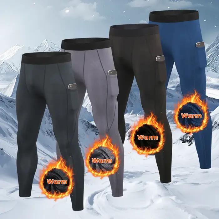Leggings de compression chauds pour hommes - Pantalons de sport à séchage rapide pour fitness et jogging hiver