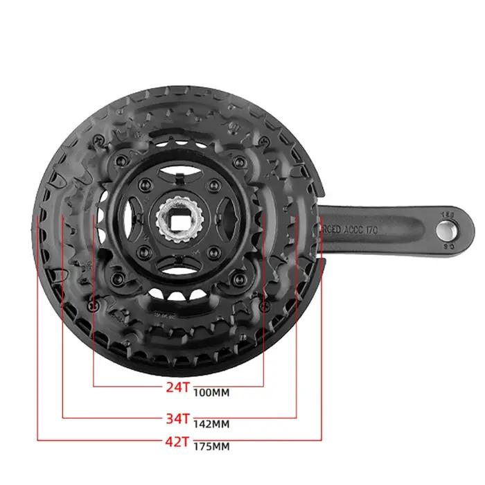 PROWHEEL pédalier de vélo 24-34-42T 28-38-48T 7/8/9 vitesses vtt jeu de manivelle de vélo 170mm trou