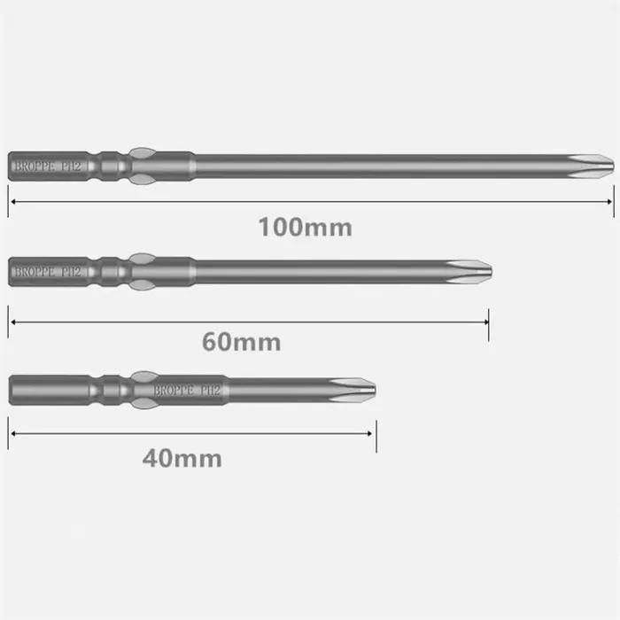 BROPPE 801 Phillips tournevis électrique embout S2 acier allié 5mm tige ronde forte embout de tourne