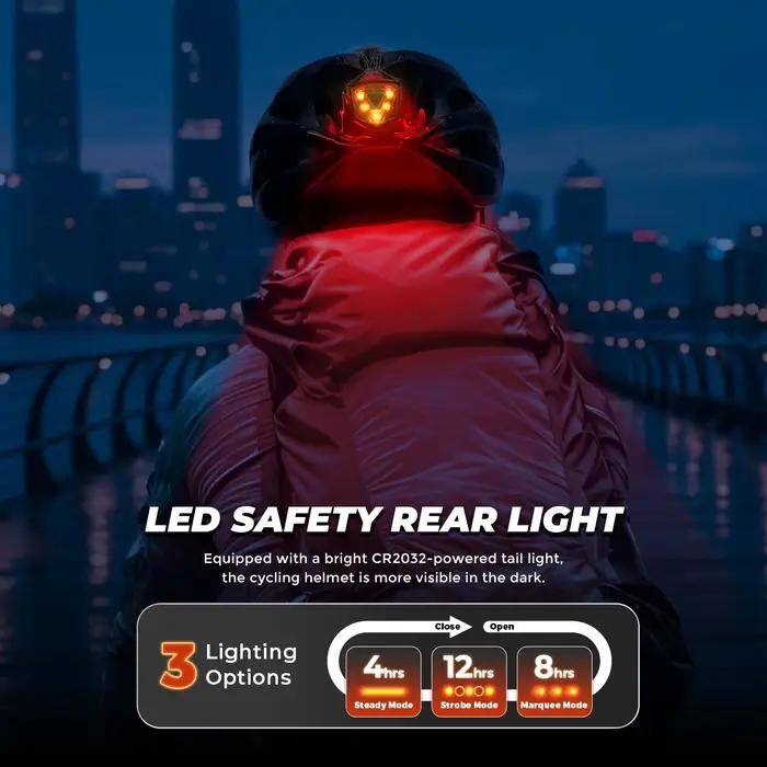 Casque de vélo homme avec lunettes UV400 intégrées système de ventilation et lumière arrière LED sécurité vélo MTB motorisé Roller