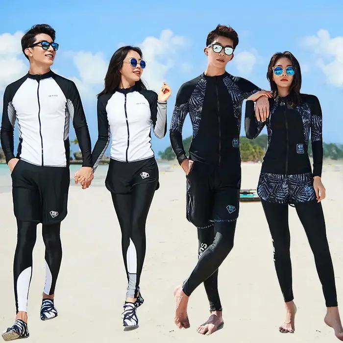 Maillot de bain 3-5 pièces pour hommes et femmes, protection contre les éruptions cutanées, avec sho