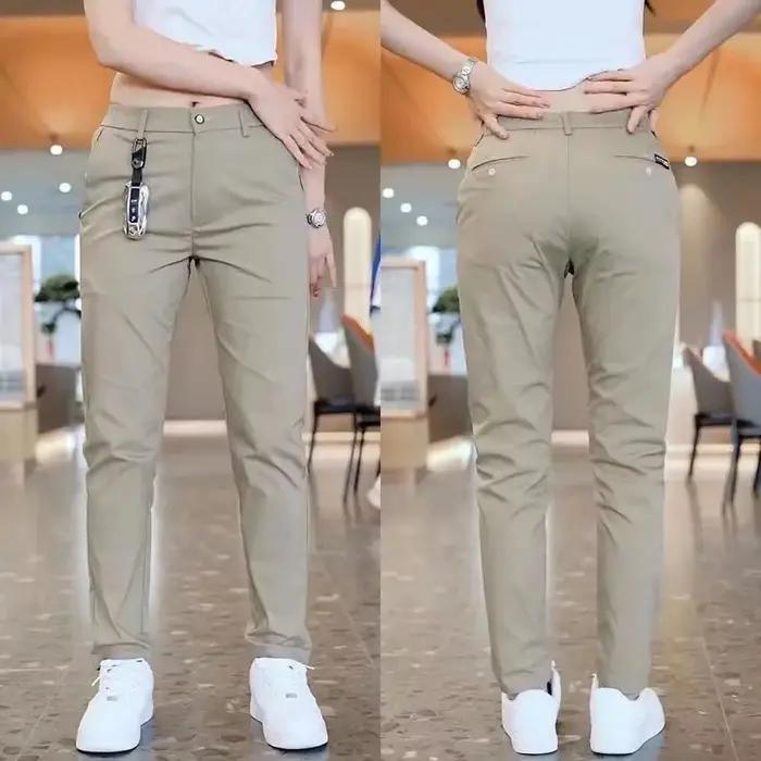 Pantalons décontractés pour hommes, mode coréenne, Slim Fit, haute qualité, taille élastique, droits