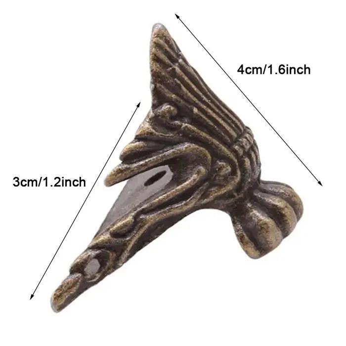 Coffre à bijoux en laiton Bronze Antique, boîte à meubles en bois, pieds décoratifs, protection d'an