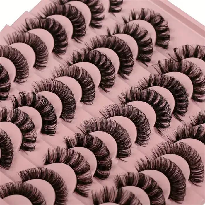 20 paires de faux cils 3D à volume dramatique pour extensions et maquillage de cils d'apparence natu