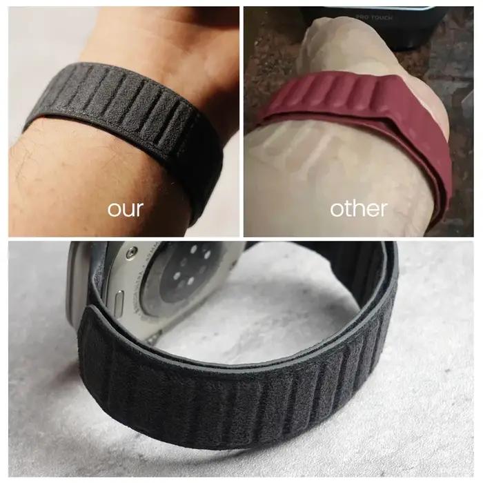 Bracelet magnétique ALCANTARA pour Apple Watch Ultra 3 2 bandes 49mm 46mm 45mm 44mm accessoires en c