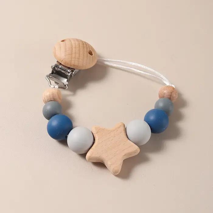 Chaîne de sucette étoile, clip de sucette perlé, porte-sucette Anti-perte pour bébés, nourrissons et
