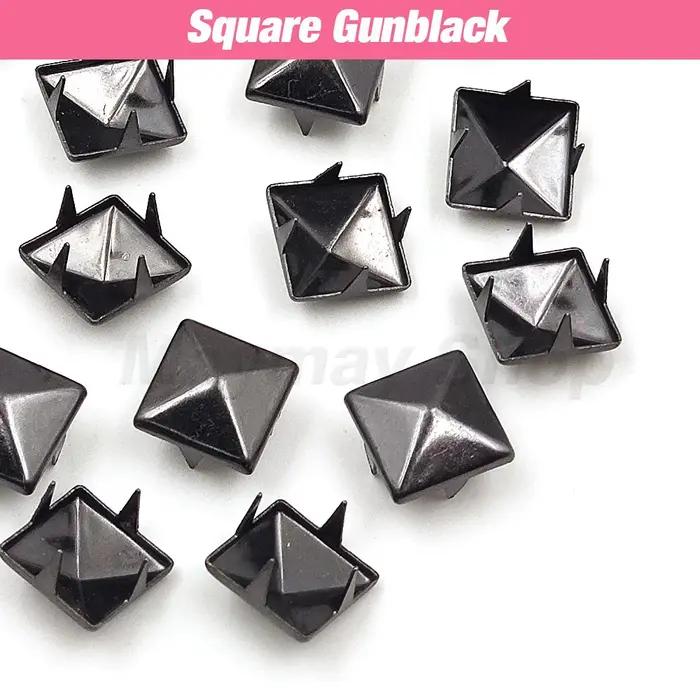 100 pièces 6-12mm métal 4 griffes Rivets carré/rond pointes goujons pyramide Rivets pour vêtements c