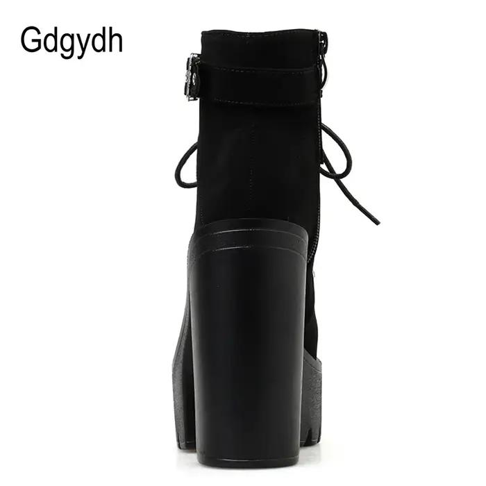 Gdgydh à lacets femmes bottes plate-forme boucle botte Cosplay chaussures talon épais automne bottes