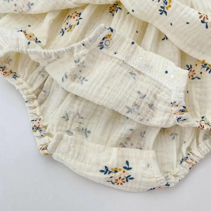 2 pièces été lin Floral infantile nouveau-né bébé filles body actif Floral bébé Camisole une pièce T