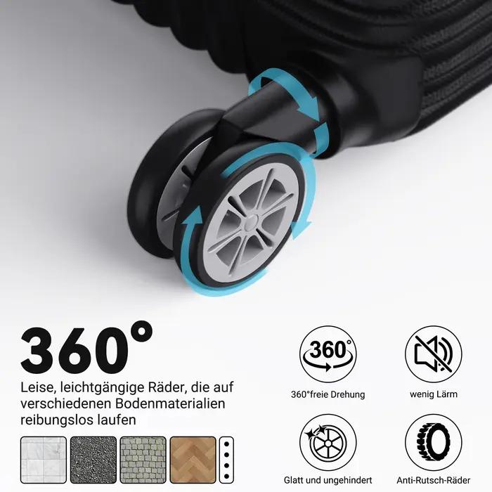 Set de 3 valises rigides ABS, bagage cabine, trolley voyage, 4 roues 360°, M 20'' L 24'' XL 28'', se
