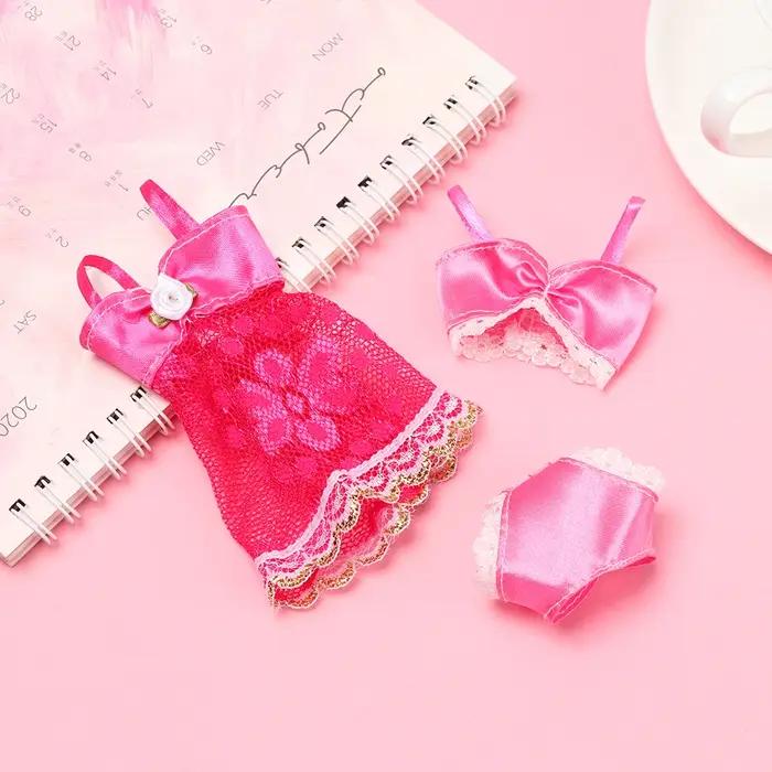 Pyjama coloré 3 en 1, sous-vêtements, Lingerie, soutien-gorge, robe en dentelle, accessoires de mais