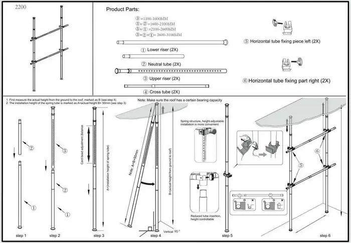 Placard à 2 niveaux en acier inoxydable, Rangement pour cintres T1