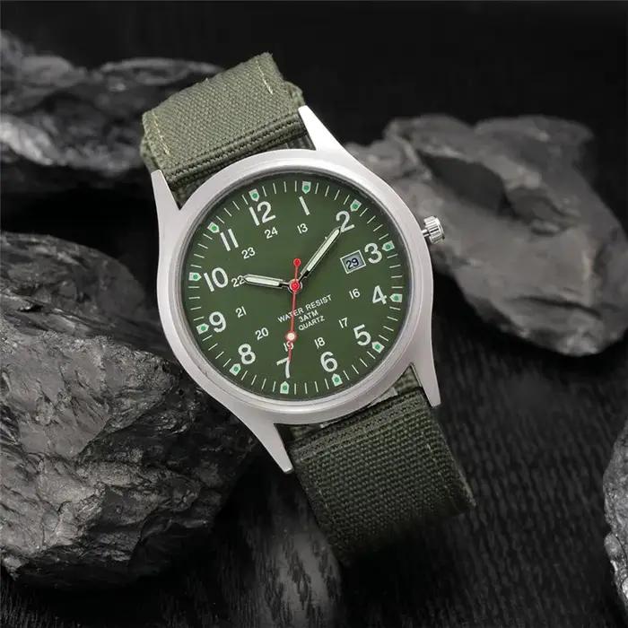 Garçons marque pas cher montres hommes mode décontracté bracelet en Nylon sport armée cadeaux Date Q