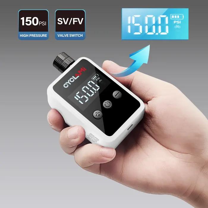 Pompe à air électrique CYCLAMI HW125 pour vélo de poche avec valve Schrader Presta pour cyclistes rechargeable et facile à utiliser pour maintenir vos pneus gonflés lors de vos sorties et compétitions