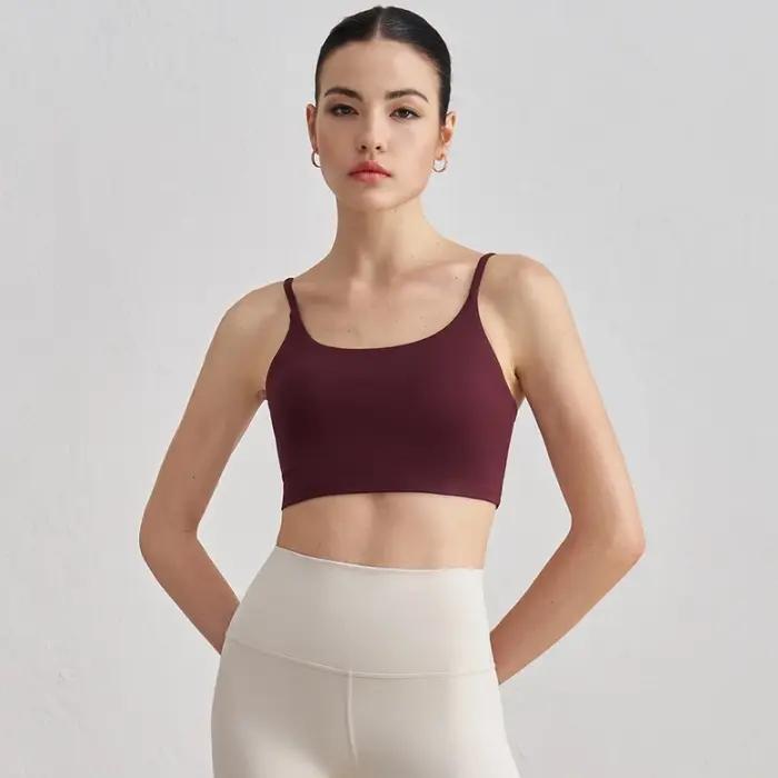 Soutien-gorge de sport dos nu pour femmes, haut d'entraînement, sangle fine, gilet de Yoga, soutien