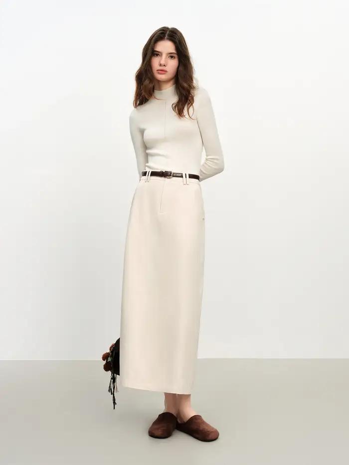 FSLE – jupe droite Extra longue en coton pour femmes, nouveau Style avec ceinture, pour les déplacem