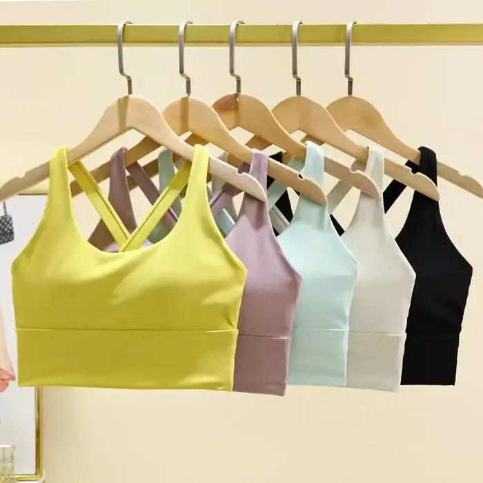 Soutien-gorge de sport à coussin fixe haute intensité, résistant aux chocs, pour course à pied, gymn
