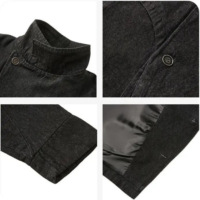 Veste en jean pour homme, nouvelle collection printemps-automne, couleur unie simple, col montant, v