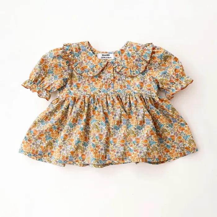 Tenues d'été pour bébé fille 0-2 ans, motif floral vintage, 100% coton, ensemble de 2 pièces, vêteme