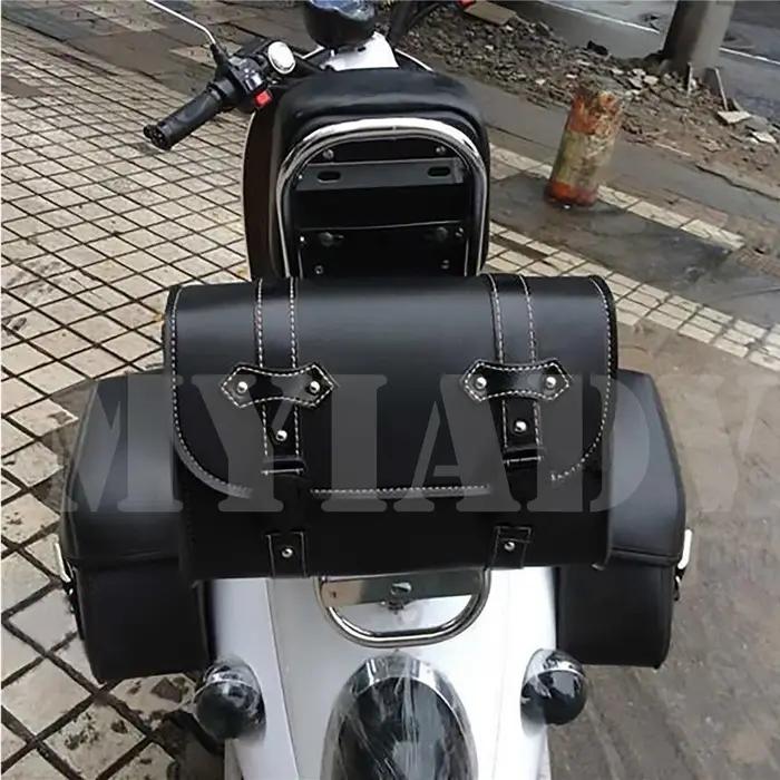 Sacoche de Moto modèle côté en cuir PU, sac de selle de bagages, pochette de rangement pour outils p