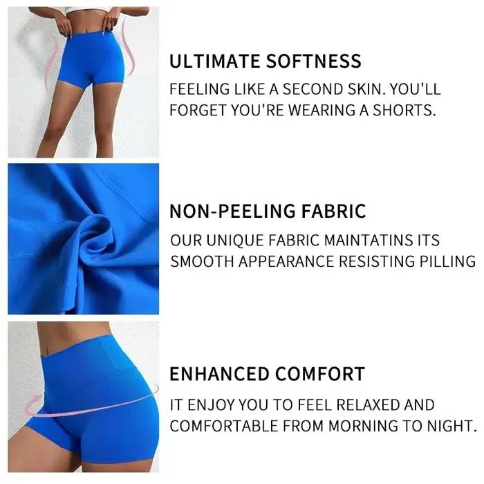 Couleur unie femmes Fitness Sport court taille haute Yoga court Legging vélo doux Squatting preuve e