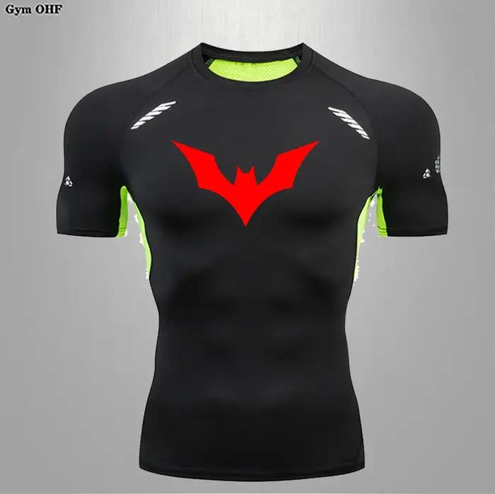 Compression t-shirt homme séchage rapide course Gym Fitness serré vêtements de sport été respirant a