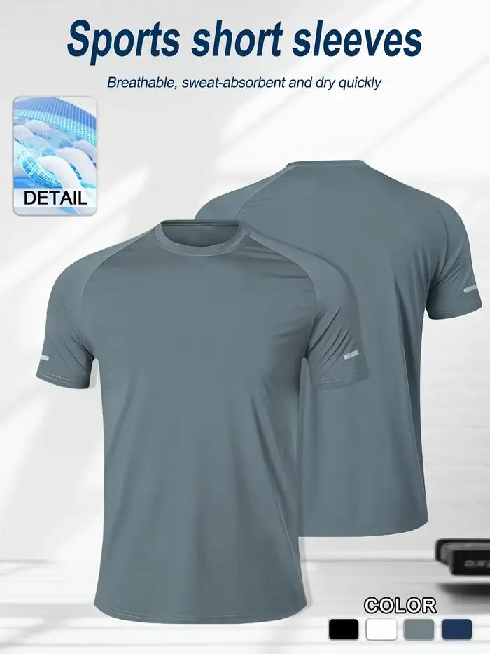 T-shirt de fitness en soie glacée pour homme, séchage rapide, course professionnelle, marathon, entraînement de course舒适高效的运动T恤男士速干冰丝短袖专业跑步马拉松训练冰丝材质干爽透气适合高强度训练