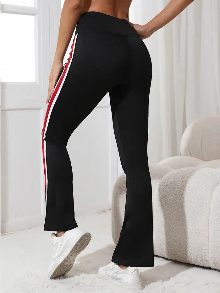 Ensemble 1 pièce de pantalon décontracté à cloche bloquée de couleur pour femmes, avec taille haute