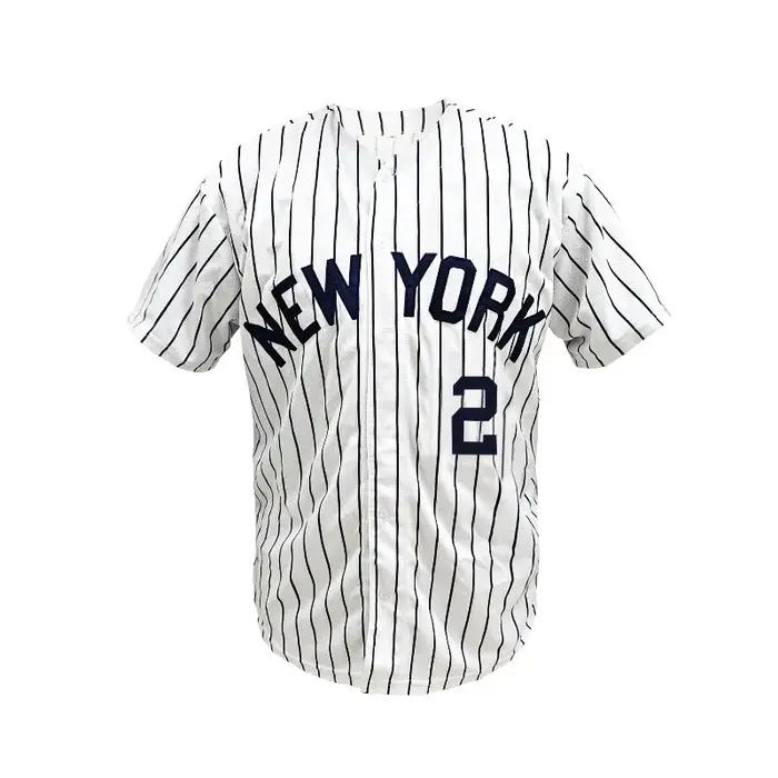 Nouvelle York pour hommes # 2 maillots de Baseball brodés, uniforme de sport respirant rétro pour l'