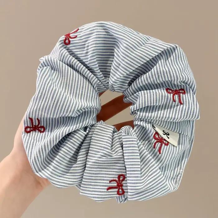 2 pièces de bandeau serré cerise à nœud rayé bleu de style coréen exquis, nouveau accessoire de chev