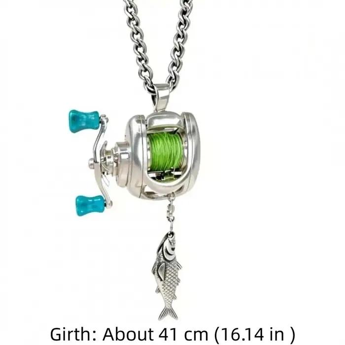 Collier de luxe avec moulinet de pêche rotatif et détachable, pendentif exquis en argent pour homme,