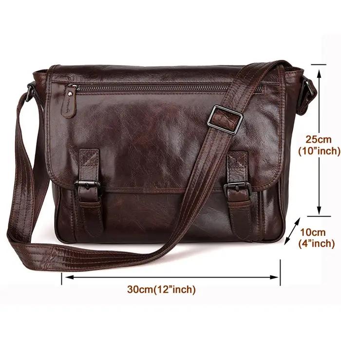 Sac à Bandoulière en Cuir group Ciré à l'Huile pour Homme, Sacoche de Loisirs Décontractée, à la Mod