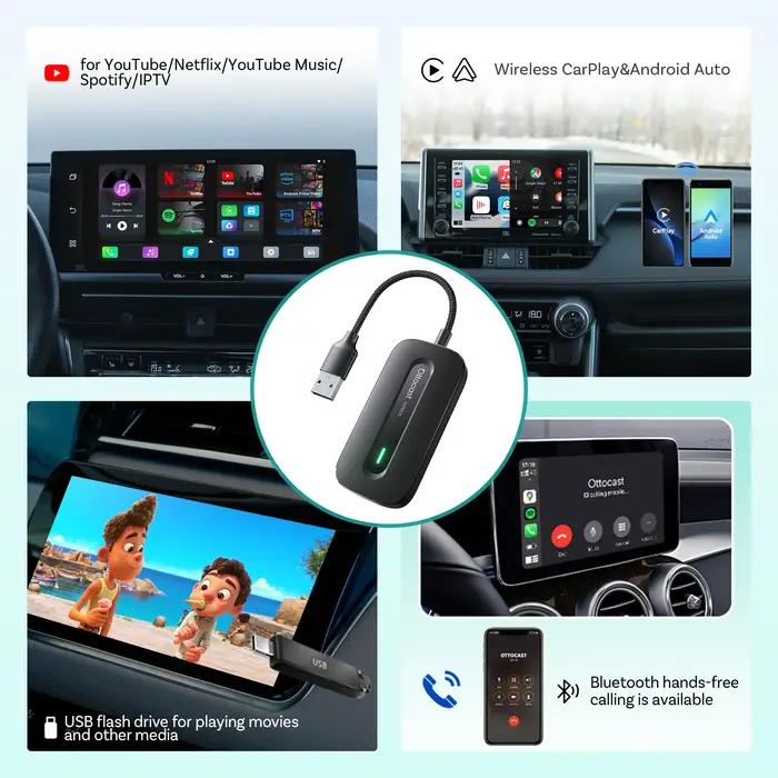 OTTOCAST Play2Video Express sans fil CarPlay sans fil Android Auto adaptateur pour Youtube Netflix l