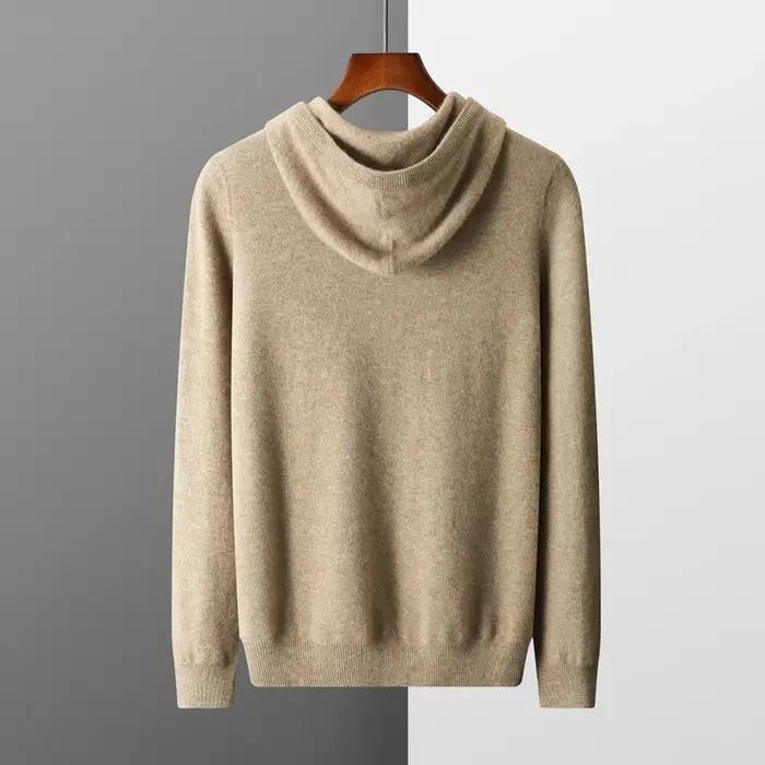 MVLYFLRT Sweat à capuche une pièce prêt à porter pour homme 100% laine mérinos pull tricoté chemise