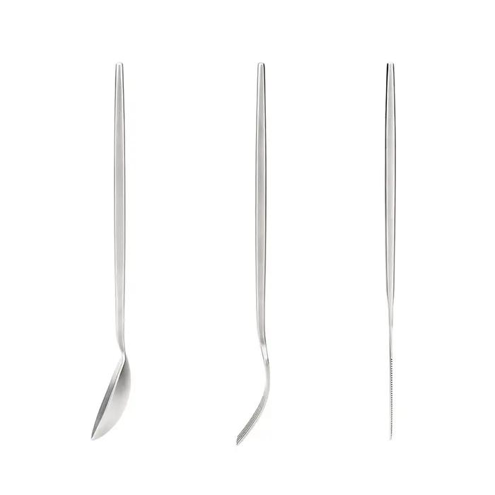 Ensemble de Couverts de Voyage en Titane, Portable, Cuillère, Fourchette, Couteau, Steak, Couverts O