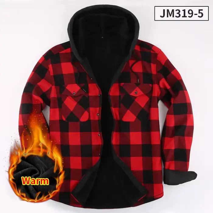 Chemise à manches longues pour hommes, taille américaine, automne hiver, chaud, polaire épaisse, pla