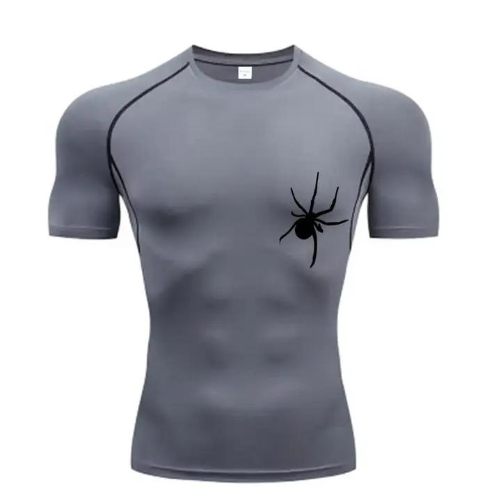 T-Shirt d'été à manches courtes pour hommes, chemise de course, vêtements de sport à Compression, ha