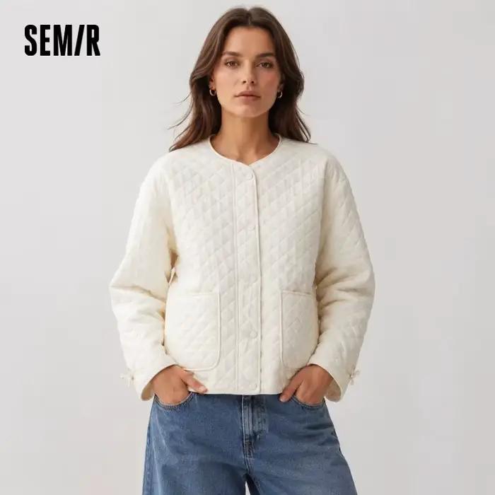 Semir manteaux femmes rembourré texturé diamant couche intérieure ample décontracté 2025 hiver cordon léger coton vestes