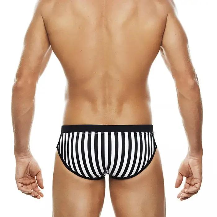 Slip de bain homme rembourré push-up - Maillot de natation sexy avec bandes noires - Surf et plage