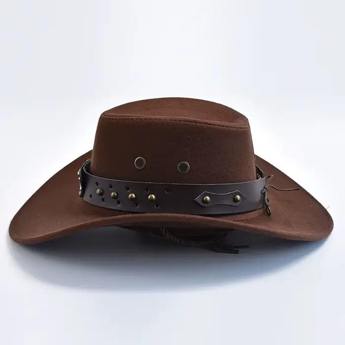 Chapeaux de Cowboy Western en Daim Artificiel, Chapeau de Cowgirl Vintage, Grand Bord, Gentleman Jaz
